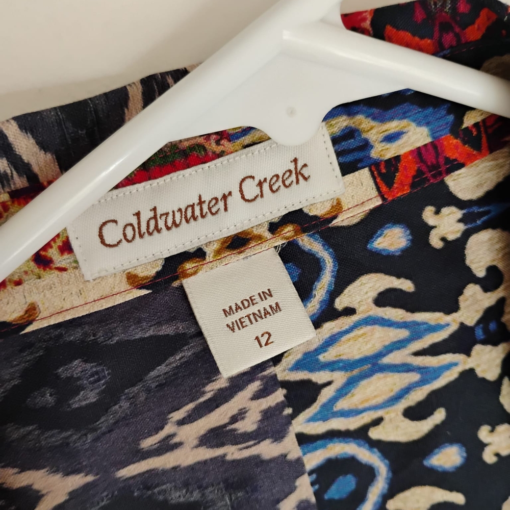 Coldwater Creek Colorful Patchwork Button-Up Shir… - image 2